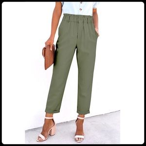 H&M khaki green paper bag pants
